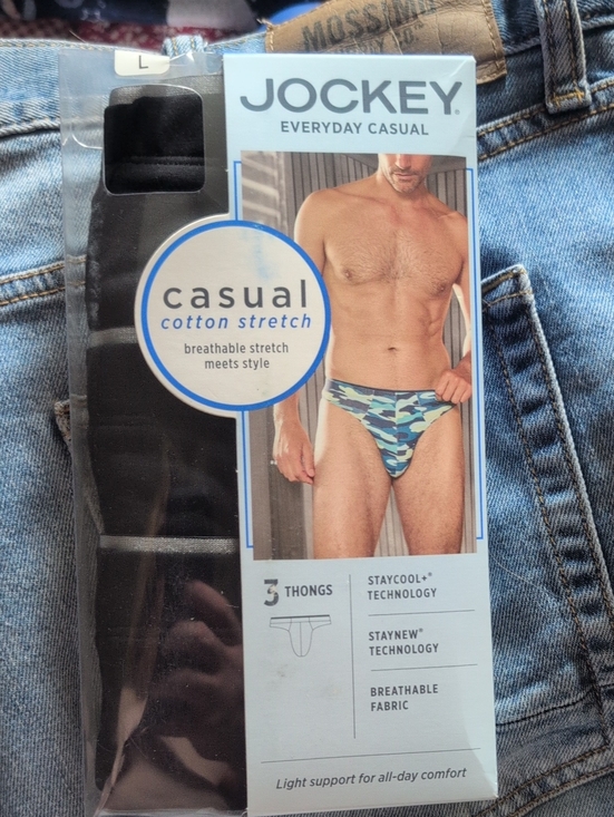 Jockey Other - Jockey Men's Cotton Stretch Thongs - Black